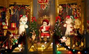 santa claus, chair, bears, toys, gifts, fencing, trees, ornaments, christmas wallpaper thumb