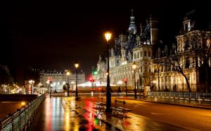 Paris, France, hotel, city, street, night, road, lights wallpaper thumb