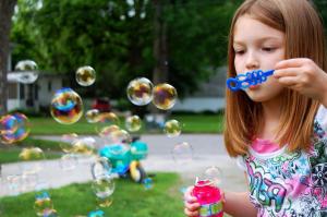 Child Girl Blowing Bubbles HD wallpaper thumb
