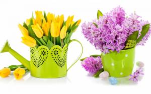 Purple Lilac and Yellow Tulips wallpaper thumb