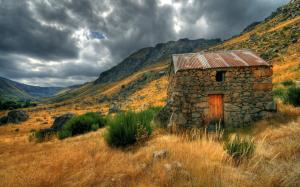 HDR Cottage House Landscape Clouds HD wallpaper thumb