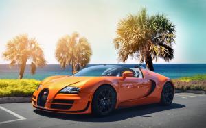 Bugatti veyron hypercar, orange color wallpaper thumb