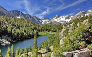 Little Lakes Valley, California, USA, lake, mountain, trees wallpaper thumb