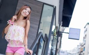 Smile Asian girl, face, hair, summer wallpaper thumb