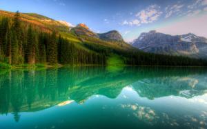 Canada, Yoho, lake, forest, mountains, trees, reflection wallpaper thumb