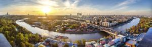 Downtown Moscow, sunset, river, bridge, buildings, Russia wallpaper thumb