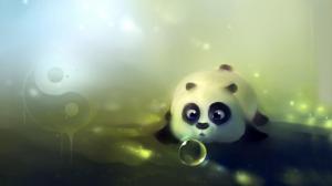 Cute panda playing with bubbles wallpaper thumb