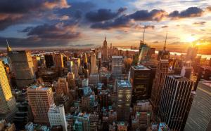 Rockefeller Center, skyscrapers, dawn, metropolis, New York City wallpaper thumb
