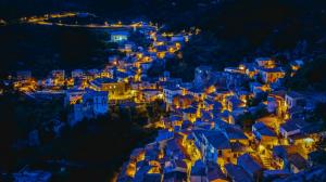 Castelmezzano, Italy, houses, night, lights wallpaper thumb