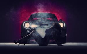 Aston Martin Smoke Classic Car Classic Brunette HD wallpaper thumb
