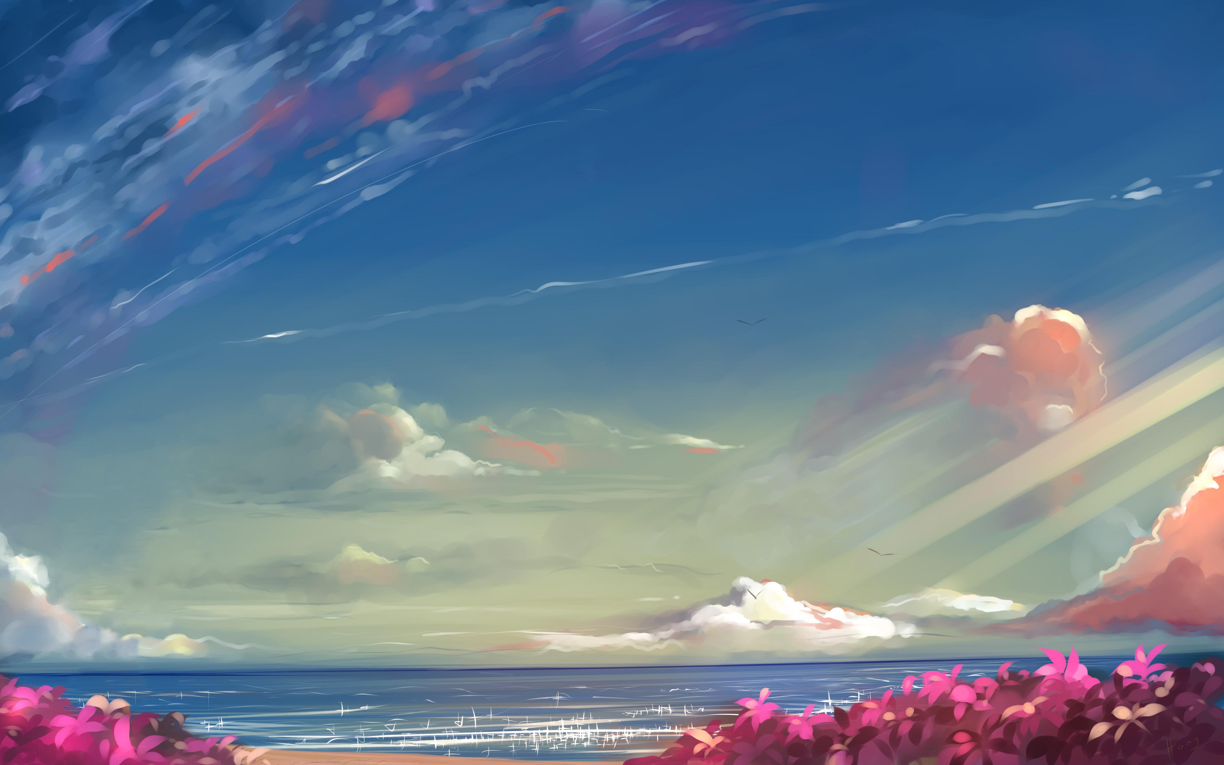 Download Wallpaper For 1366x768 Resolution Anime Landscape Sky