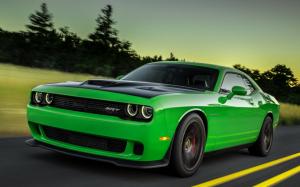 2015, dodge, challenger, green, side view, speed wallpaper thumb
