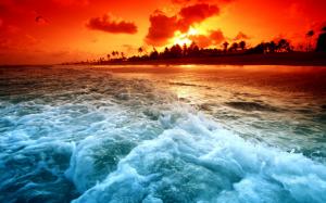 Beach, Sunset, Sea, Wave, Landscape, Nature wallpaper thumb