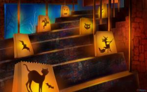Halloween Decorated Stairs wallpaper thumb