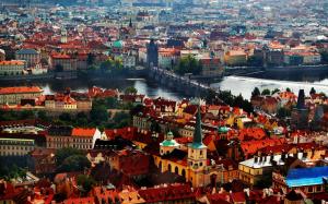 Prague, Czech Republic, Charles bridge, houses, river wallpaper thumb