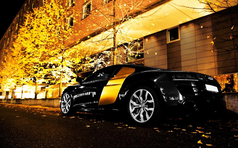 Gorgeous Audi R8 Black at Night wallpaper,audi HD wallpaper,night HD wallpaper,black HD wallpaper,gorgeous HD wallpaper,cars HD wallpaper,2560x1600 wallpaper