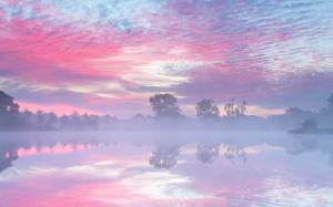 Netherlands, autumn, lake, morning, fog wallpaper thumb
