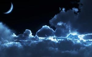Blue Clouds And The Moon wallpaper thumb