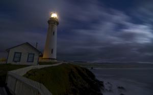 Lighthouse Night Light Coast Timelapse House HD wallpaper thumb