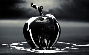 art, cool, creative, apple, 3D, black and white, black , creativity, still life wallpaper thumb
