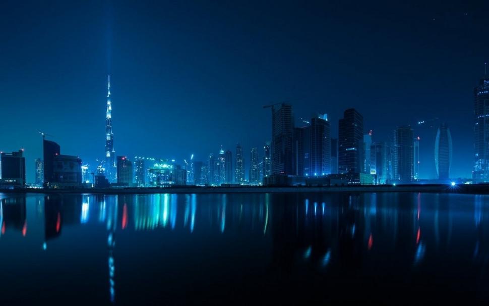 Burj Khalifa, Architecture, High Building, Night, Lights, Lake ...