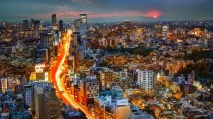 Sunset city, buildings, lights, road, Tokyo, Japan wallpaper thumb