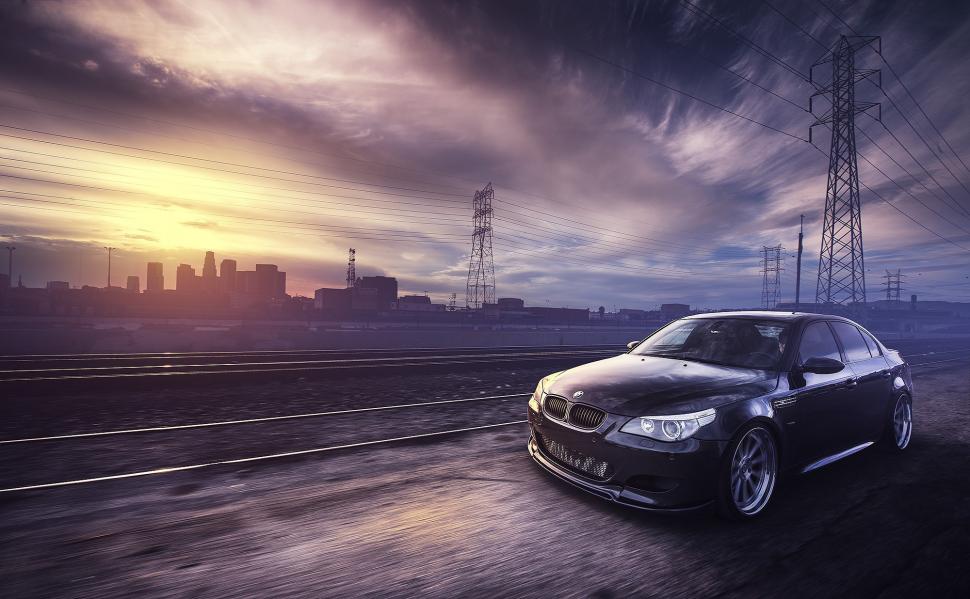 BMW M5 E60 car wallpaper,power lines HD wallpaper,rails HD wallpaper,front HD wallpaper,black HD wallpaper,E60 HD wallpaper,m5 HD wallpaper,bmw HD wallpaper,2000x1236 wallpaper