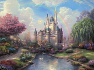 Disneyland Castle Drawing Rainbow Disney HD wallpaper thumb
