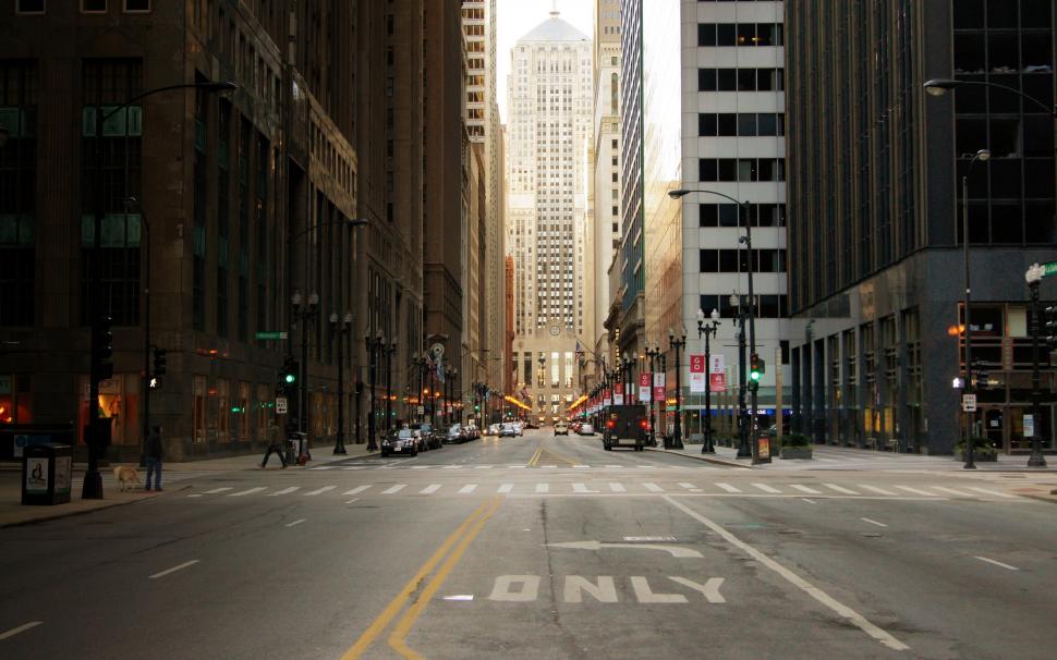 City street of Chicago in USA, skyscrapers wallpaper,City HD wallpaper,Street HD wallpaper,Chicago HD wallpaper,USA HD wallpaper,Skyscrapers HD wallpaper,2560x1600 wallpaper