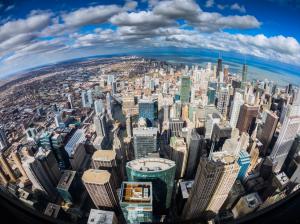 Chicago, Illinois, top view the city, ocean, skyscrapers wallpaper thumb