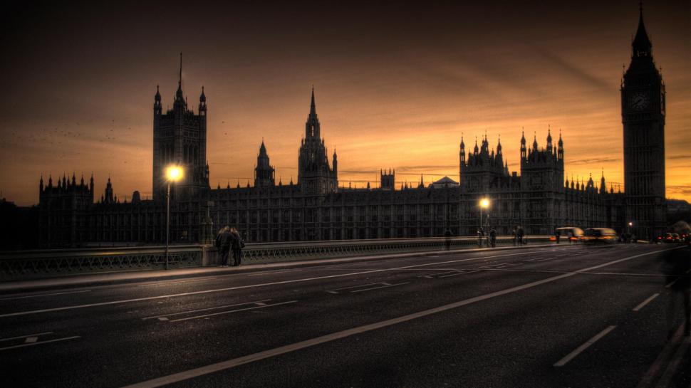 Westminster Palace At Long Exposure Hdr wallpaper,towers HD wallpaper,bridge HD wallpaper,palace HD wallpaper,dusk HD wallpaper,light HD wallpaper,nature & landscapes HD wallpaper,1920x1080 wallpaper