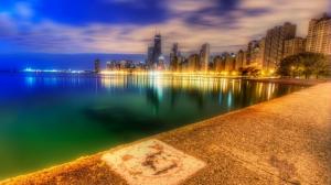 Wonderful Chicago Lakefront At Dusk Hdr wallpaper thumb