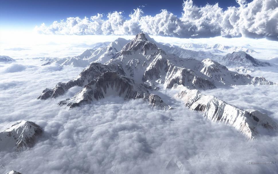 Clouds and Mountains Seen from Above wallpaper,Scenery HD wallpaper,1920x1200 wallpaper