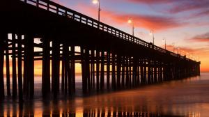 A Pier with Lampposts at Sunset wallpaper thumb