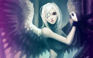 Girl art angel wings wallpaper thumb