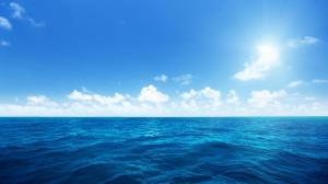 Blue sea, sea, blue sky, white clouds, ocean scenery wallpaper thumb