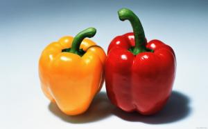 Red and green peppers wallpaper thumb