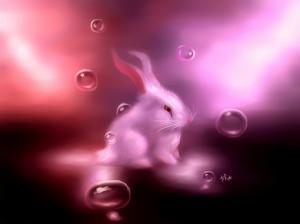 Art watercolor, pink rabbit wallpaper thumb