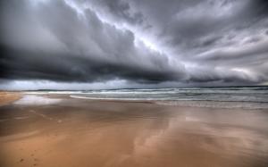 Storm Clouds Beach Ocean HD wallpaper thumb