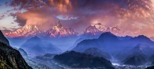 Nature, Landscape, Himalayas, Mountain, Sunset, Clouds, Mist, Valley, Nepal, Villages wallpaper thumb