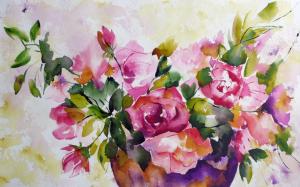 Watercolor painting of flowers wallpaper thumb