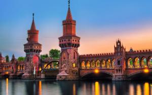 Germany, Berlin, city, bridge, river, lights, night wallpaper thumb