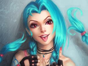Jinx, League of Legends, blue hair girl wallpaper thumb