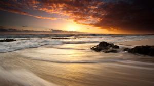 Beach Ocean Sunset Timelapse HD wallpaper thumb