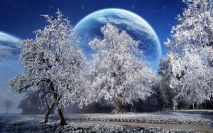 A Beautiful Winter With A Big Moon wallpaper thumb
