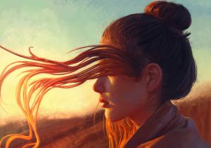 redhead drawing artwork sunset long hair wallpaper thumb