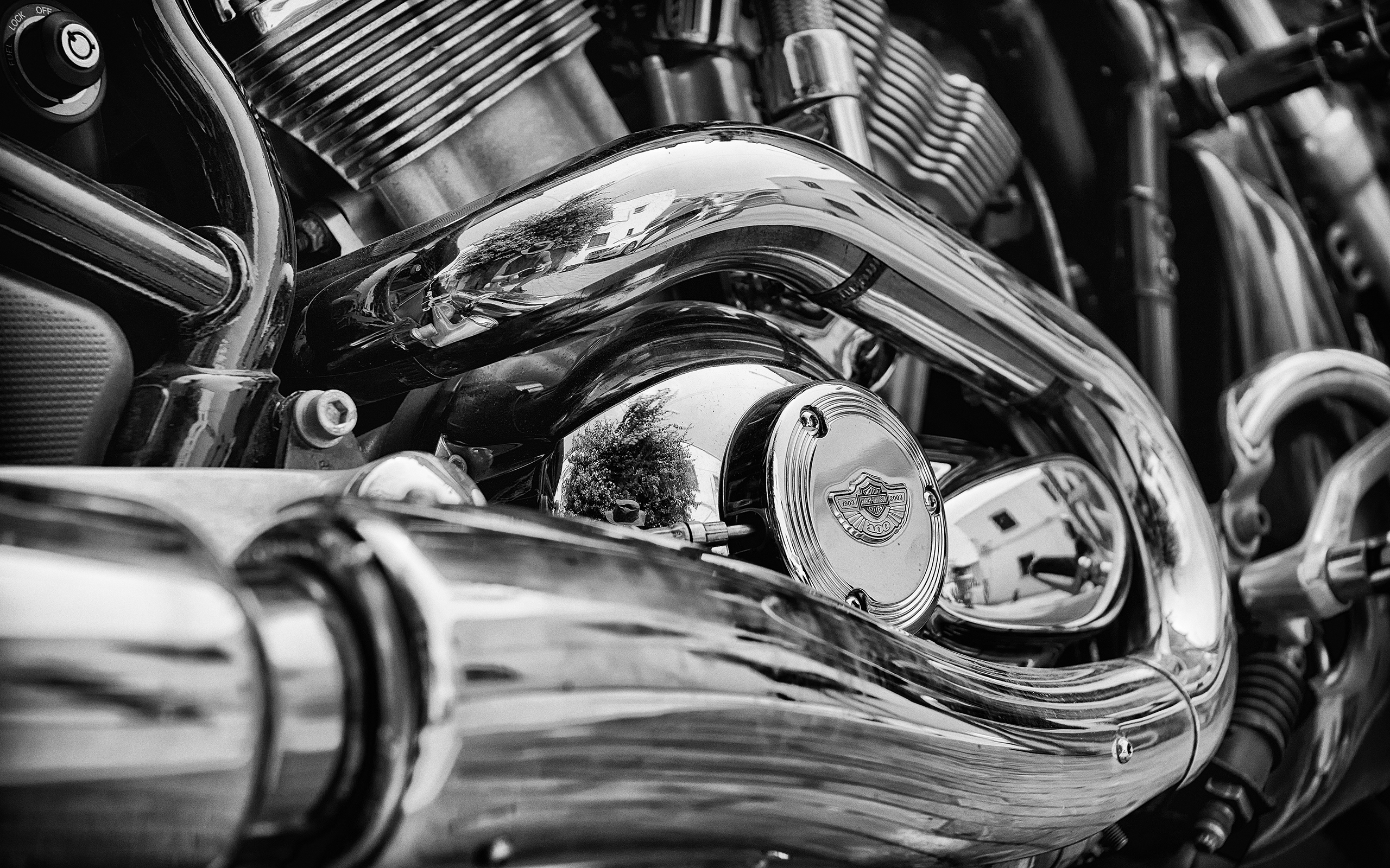 Harley Davidson Motorcycle Chrome Metal BW HD wallpaper | cars ...