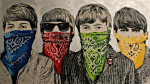 Banksy Beatles Bandanna Graffiti Band Group Image Download wallpaper thumb