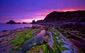 Beautiful purple sunset coast wallpaper thumb
