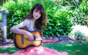 Asia music girl play guitar wallpaper thumb